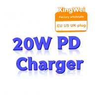 Chargeur 20W avec prise US/EU/UK pour téléphone 16 15 14 13 12, charge rapide Type-C PD 20W, câble de charge USB-C, câble de charge pour téléphone