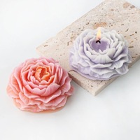 Grand moule à bougie en silicone pivoine, simulation tridimensionnelle de fleur, décoration décorative en gel de cristal parfumé