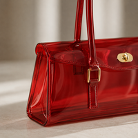 Sac à bandoulière en PVC transparent couleur bonbon style Y2K, avec rabat non doublé, imperméable, idéal pour l'été, le shopping et les trajets quotidiens, sac pour femme