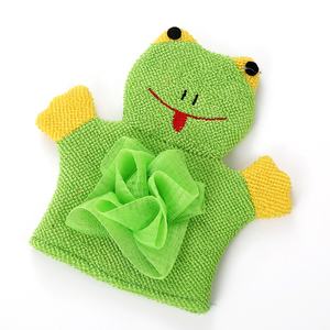 Cuerpo exfoliante ducha de bebé de dibujos animados animal Rana pato conejo baño guante con baño de flores - Product Image 6