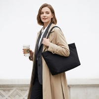 Sac fourre-tout en toile de luxe discret avec poignées en cuir PU, esthétique Old Money, sac à main professionnel pour le bureau pour femme, vente en gros