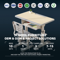 Bureau et chaise d'étudiant réglables en hauteur à manivelle, directement de l'usine, pour projets en classe, mobilier scolaire B2B