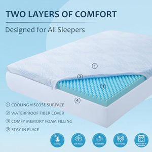 Vua Kích Thước Nệm Miếng Đệm Áp Lực Làm Giảm Làm Mát Gel Bộ Nhớ Bọt Nệm <span class=keywords><strong>Topper</strong></span> Với Thêm Dày Pillowtop Bìa - Product Image 2