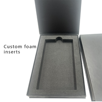 Boîte cadeau de luxe personnalisée recyclable noire à fermeture magnétique, doublée d'éponge, auto-érigée, pour emballage de sérum de soin de la peau, électronique, gaufrage