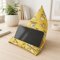 Support de téléphone en tissu imprimé personnalisé, rempli de mousse, pour bureau, lit, canapé et voyage