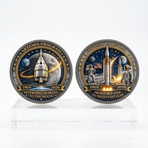 Pièce commémorative 3D en gros sur l'exploration lunaire, « Du premier pas au prochain bond », pièce de collection de la mission spatiale Artemis - Product Image 6