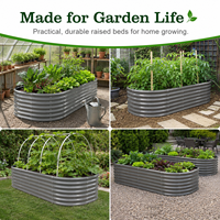 Jardinière surélevée en acier galvanisé, bac à fleurs ovale, rond, carré, extra large, portable, résistant à la décomposition, pour extérieur