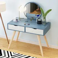 Meja Rias Kamar Tidur Desain Baru, Modern Murah Mebel Sudut Kecil Cermin Kayu Makeup dengan Cermin