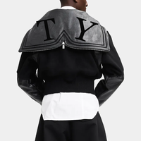 Blouson Bomber Court d'Hiver de Haute Qualité pour Homme, en Laine et Cuir Texturé, avec Logo Brodé et Motif Lettres, Style Universitaire