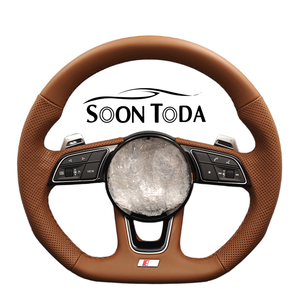 <span class=keywords><strong>Volante</strong></span> de Cuero Personalizado para <span class=keywords><strong>Audi</strong></span> RS4 RS6 RS7 SQ5 Q3 Q5 Q7 R8 A3 A4 A5 A6 C7 B6 B8 B9 RS3, Empuñadura de Cuero Perforado - Product Image 1