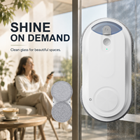 Robot de nettoyage de vitres électrique sans cadre avec pulvérisation double latérale et télécommande pour portes de douche en verre - Utilisation domestique et extérieure