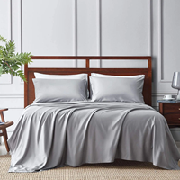 Ensemble de draps en bambou bio certifiés OEKO-TEX 100% 4 pièces Draps de lit ajustés de refroidissement respirant avec poche profonde pour hôtel à domicile
