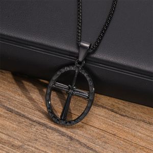 Collier tendance avec pendentif creux en acier inoxydable, motif baseball et croix - Product Image 2