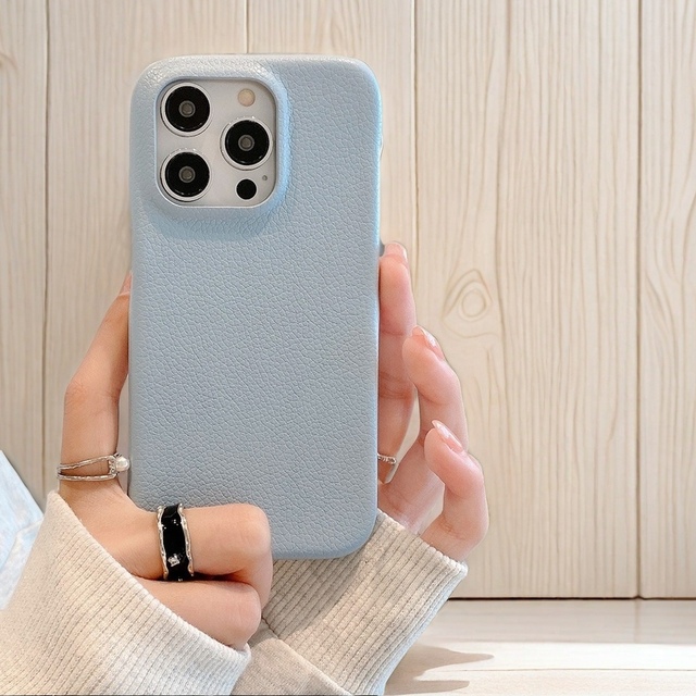 Pure Color Leather Phone Case Leather Accessory Leather Fabric Mobile Phone Covers for iPhone 15 14 13 16 Pro Max