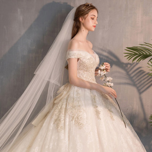 Off-Shoulder Princess Ball Gown Wedding Dress Sweetheart Neckline Long Train Floral Print White Floor-Length Style W37 - Product Image 3