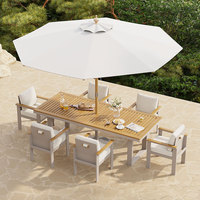 Tables et chaises d'extérieur en alliage d'aluminium, pour cour, hôtel, villa, patio, piscine, imperméables et résistantes aux rayons UV, table longue