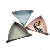 Plateaux de rangement pliables créatifs pour décoration de bureau, plateaux décoratifs pour la maison, pour clés, portefeuilles, pièces de monnaie, en cuir