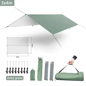 Tenda Kemah Luar Ruangan 3X4M, Tenda Shading Taman Portabel dengan Tiang Perjalanan Pantai Wigwam