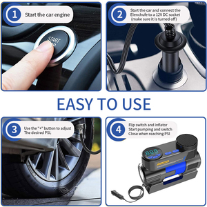 Máy bơm lốp xe hơi kỹ thuật số thông minh 12V, máy bơm mini di động, bơm hơi lốp xe hơi - Product Image 4