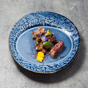 Platos de Cena Personalizados Novedosos, Plato Reactivo Azul de <span class=keywords><strong>9</strong></span>/11 Pulgadas con Textura de Piedra, Platos Planos para Aperitivos, Comida Mexicana, <span class=keywords><strong>Restaurante</strong></span> - Product Image 1