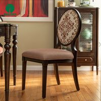 Moontree Chaise d'étude en cuir européen de luxe Chaise de salle à manger de réception sculptée en bois massif