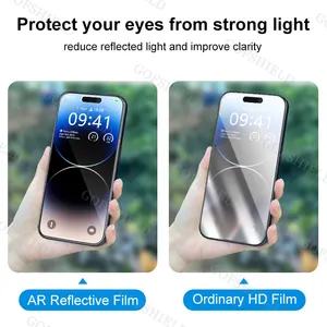 GOFSHIELD AR reflektif mengurangi silau transmitansi tinggi Film pelindung layar AR untuk iPhone 15 Plus pelindung layar AR