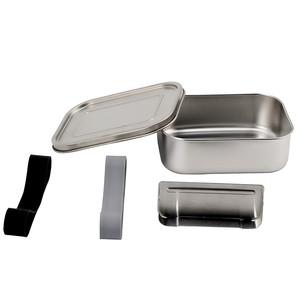 Eco-Friendly Food Grade Stainless Steel Lunch <b>Box</b> <b>Meal</b> <b>Prep</b> Container Metal Bento <b>Box</b> with Silicone Strap Seal Lid - Product Image 5