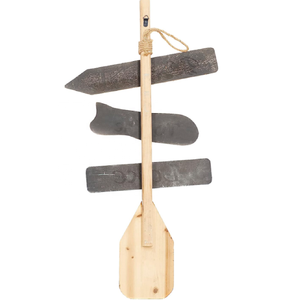 Wood <strong>Canoe</strong> Oar Paddle Sign Wall <strong>Decor</strong> with Arrow and Stripe Patterns - Product Image 4