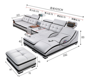 European Luxury Home Couches and <strong>Sofas</strong> <strong>Bed</strong> Modern Reclining Corner American Style Genuine Leather Sectional <strong>Sofa</strong> With Storage - Product Image 4