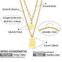 Collier carré tendance Dingyao en acier inoxydable plaqué or 18 carats avec perles rondes en forme de gourde pour femme