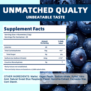 Gomitas de creatina monohidrato <span class=keywords><strong>para</strong></span> hombres y <span class=keywords><strong>mujeres</strong></span>, bolsa de 5g, embalaje, rendimiento de crecimiento muscular, suplemento de preentrenamiento sin azúcar - Product Image 5