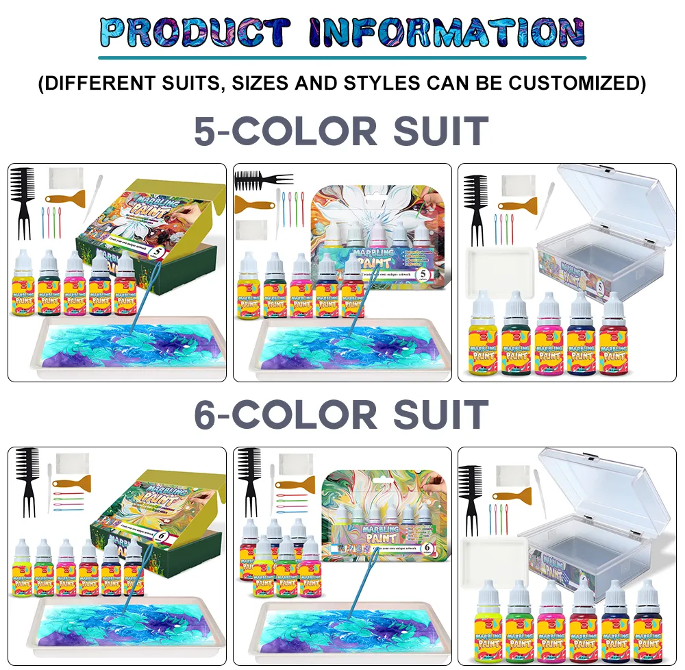 KHY campione gratuito 10 Ebru per la Russia Kid Nature Painting On Marbling Set colore marmorizzato Kid Paint Magic Water Draw Paint Kit