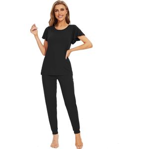 Ensemble de pyjama pour femmes à manches courtes personnalisé, viscose bambou, vêtements de nuit doux, pantalon long de jogging, vêtements de détente, S-XXL, pyjamas pour femmes - Product Image 2
