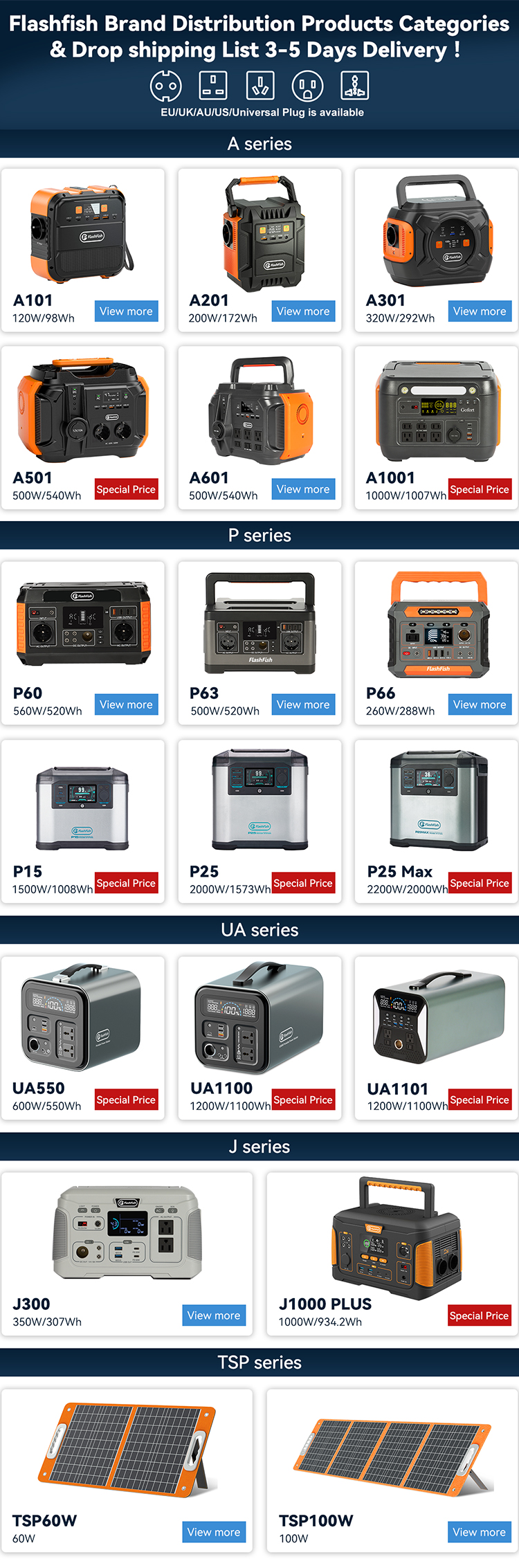 Flashfish J1000 Plus 932.4Wh 1000W Portable Power Station