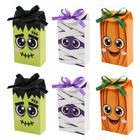 Boîtes en papier recyclé pour friandises d'Halloween, emballages alimentaires sécurisés avec ruban pour la fête de la Toussaint