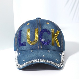 Casquette de baseball en jean tendance pour <span class=keywords><strong>femme</strong></span>, style Instagram, protection solaire, avec strass, DOPE HOPE <span class=keywords><strong>BOSS</strong></span> KISS STAR PARIS LUCK COOL - Product Image 6