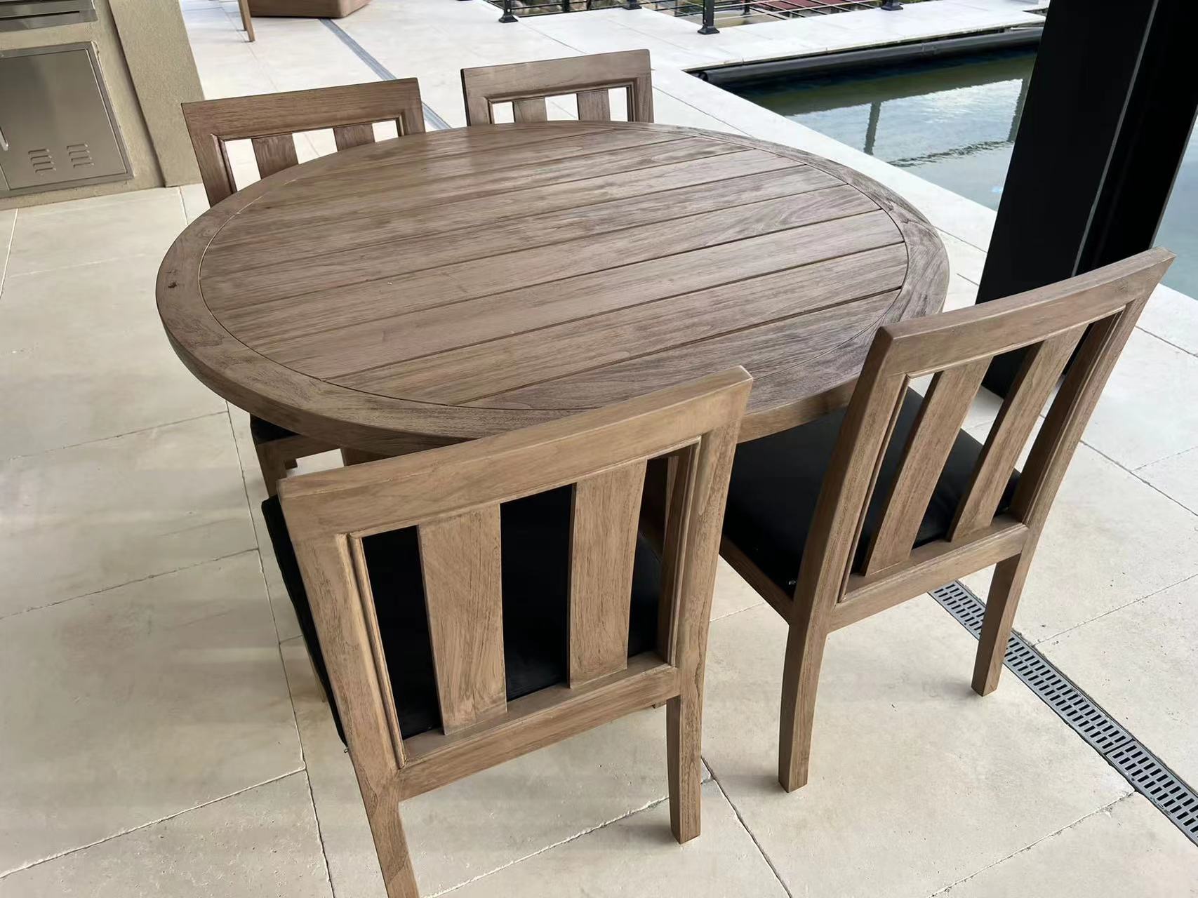 All weather waterproof teak wood outdoor hotel furniture garden terrace hotel partition outdoor sofa set