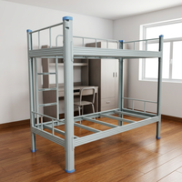 Lit superposé à double étage avec cadre en métal pour dortoir et appartement étudiant, design moderne et simple