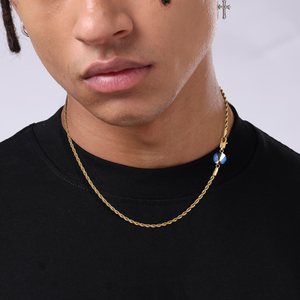 Pendentif en émail coloré torsadé plaqué or 14 carats, bijoux de sport, étanche, cadeau, chaîne en acier inoxydable pour homme - Product Image 5