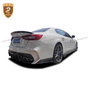 TC stile fibra di carbonio + Kit carrozzeria in fibra di vetro per Maserati Quattroporte paraurti anteriore minigonne laterali diffusore posteriore Spoiler 2018-2020 - Product Image 3