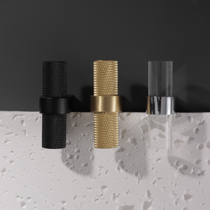 QIANSI Solid Brass Silver <strong>Black</strong> Acrylic Knurled Furniture Handle <strong>Knob</strong> for Bedroom Dresser Wardrobe <strong>Door</strong> Copper Tbar Pull - Product Image 4