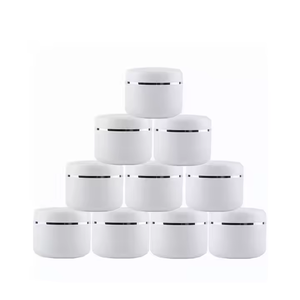 High Quality 30g 50g 100g 150g 200g White PP <b>Plastic</b> Cream Packaging Cosmetic Cream <b>Jars</b> With Gold Silver Edge Cap - Product Image 1
