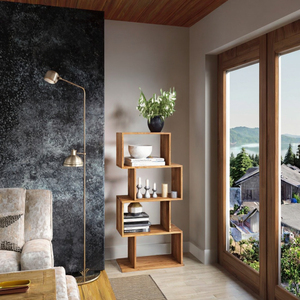 Librería de Diseño Industrial de Melamina y Madera con Ruedas, Mueble de Biblioteca, Panel de Exhibición para el Hogar, Oficina, Sala de Estar - Product Image 3