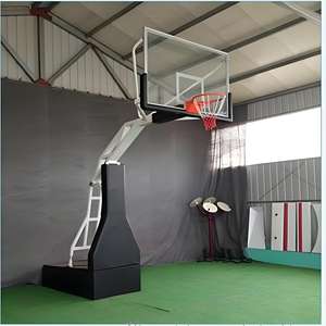 Support de basket-ball pliable et réglable, robuste, avec panneau arrière en verre trempé - Gain de place et portable pour un usage domestique/loisirs - Product Image 1