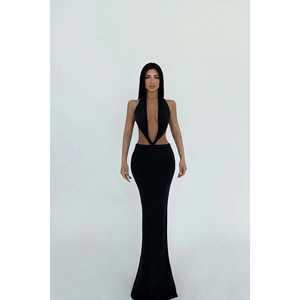 Robe de soirée noire à nouer - Product Image 3