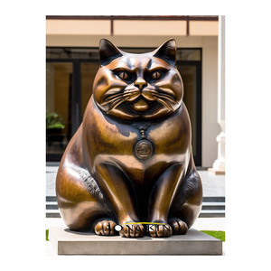 Adornos de jardín de metal Escultura de gato Estatua de gato artesanal de bronce Estatua de animales domésticos de tamaño natural Estatua de latón - Product Image 3