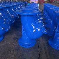 Filtre en Y DN100 PN16 à brides, en fonte ductile GGG50 avec revêtement époxy bleu, type Wye pour l'alimentation en eau