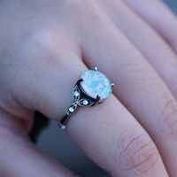 Edwardian Filigrane Bagues En Acier Inoxydable Bijoux Opale Argent Personnalisé Vintage Cadeau Designs Femmes Gemme Anneaux Fleur