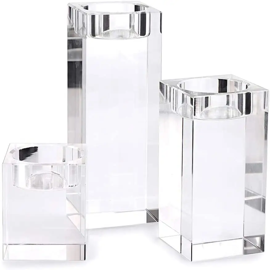 BOSN-portavelas de cristal votivo, Juego de 3 portavelas de cristal con luz de té