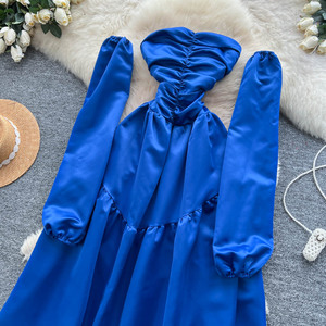 夏季优雅无肩带束腰百褶中长连衣裙女式帝国风格背心裙 - Product Image 2